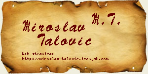 Miroslav Talović vizit kartica